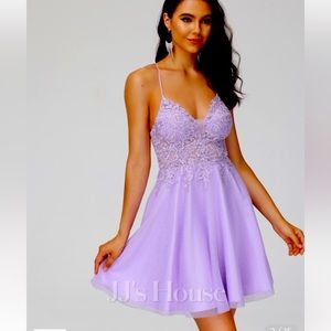 JJs House Lilac Lace Mini Dress